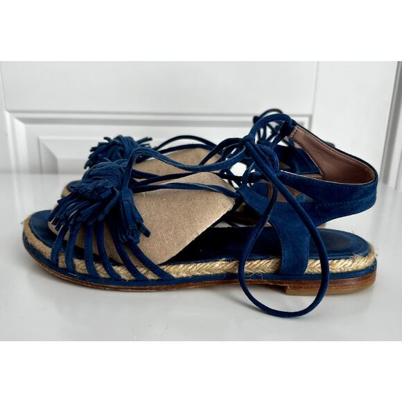 Stuart Wietzman Blue Suede Espadrilles - Women's Size 6 - Picture 2 of 8